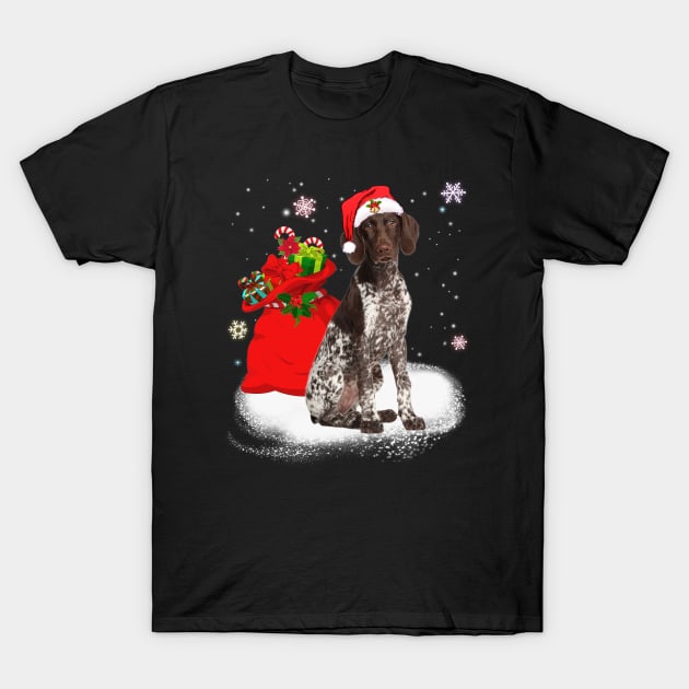 Christmas Santa German Shorthaired Pointer T-Shirt by TeeAbe